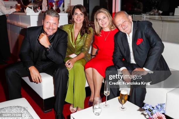 Hardy Krueger jr., wife Alice Roessler, Maren Muntenbeck and husband Leonard Lansink attend the Bertelsmann Summer Party at Bertelsmann Repraesentanz...