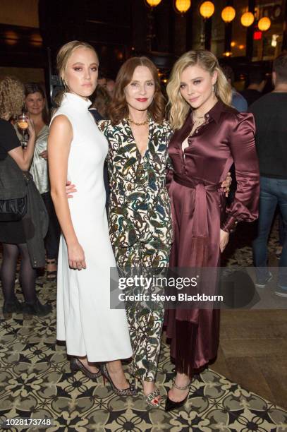 Maika Monroe, Isabelle Huppert and Chloe Grace Moretz attend 'Greta' Premiere Party at Weslodge on September 6, 2018 in Toronto, Canada.