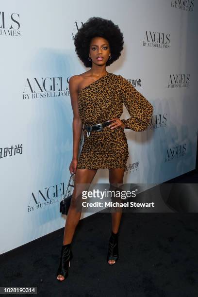 Ebonee Davis attends the Russell James 'Angels' book launch & exhibit at Stephan Weiss Studio on September 6, 2018 in New York City.