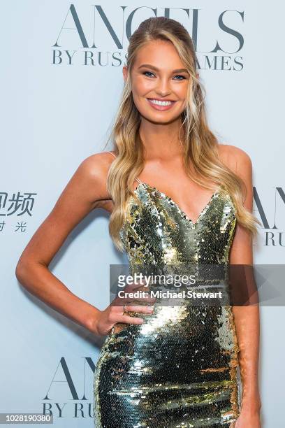 Romee Strijd attends the Russell James 'Angels' book launch & exhibit at Stephan Weiss Studio on September 6, 2018 in New York City.