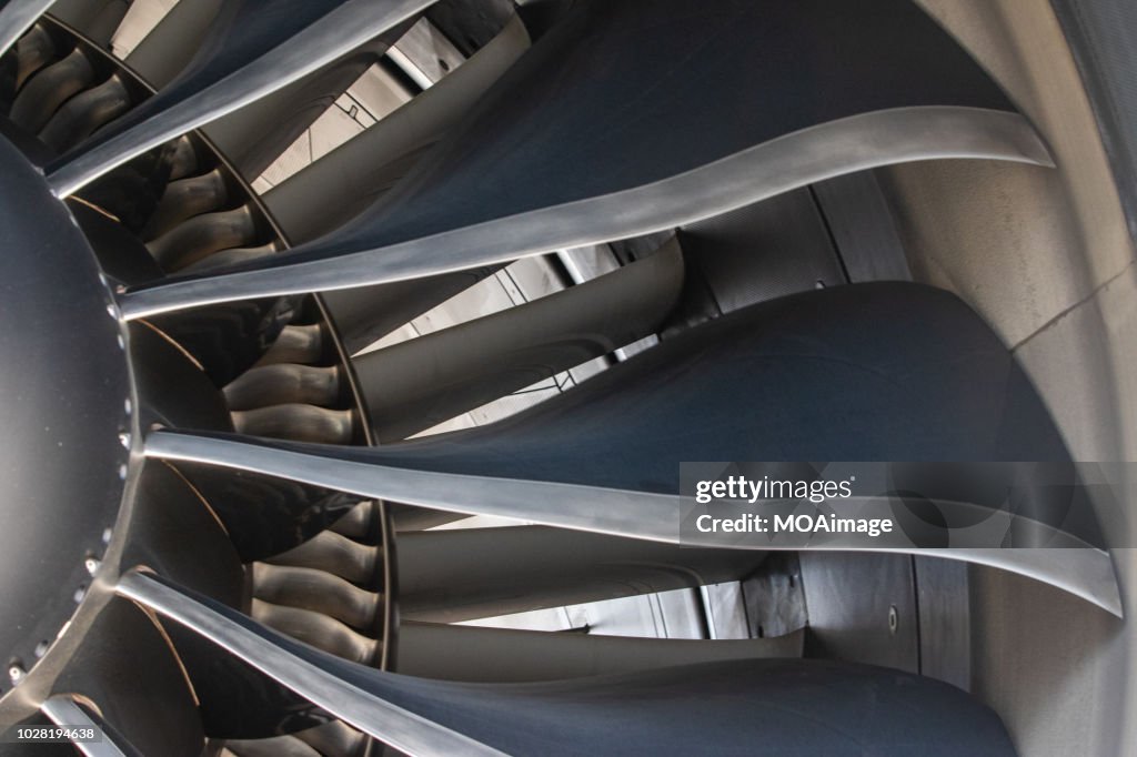 Aircraft engine close-up