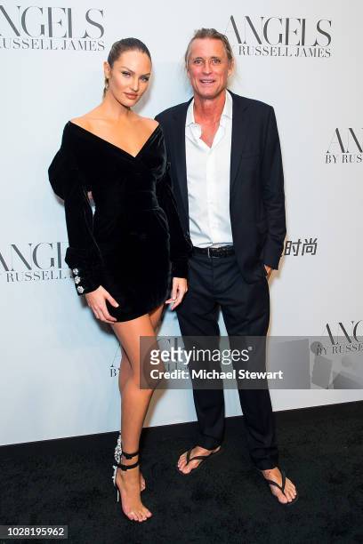 Candice Swanepoel and Russell James attend the Russell James 'Angels' book launch & exhibit at Stephan Weiss Studio on September 6, 2018 in New York...