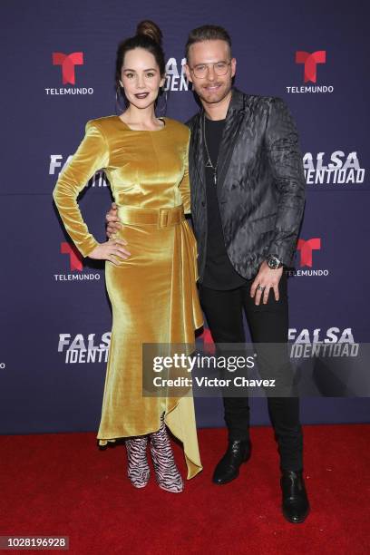 Camila Sodi and Luis Hernesto Franco attend "Falsa Identidad" Telemundo series premiere at Argos Comunicacion on September 6, 2018 in Mexico City,...