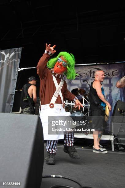 An Oompa Loompa from Beacher's Madhouse on stage as Winds of Plague performs at the 2010 Rockstar Energy Drink Mayhem Festival at San Manuel...