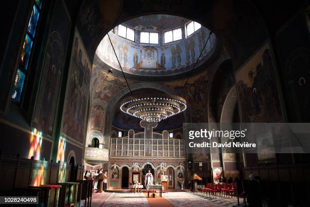 Inside general view of the Stabtul Illie Church on August 05, 2018 in Sinaia, Romania.