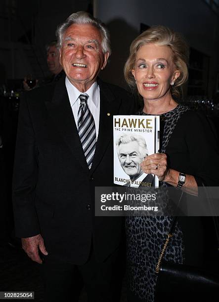 Bob Hawke, former prime minister of Australia, attends the launch of the book, "Hawke: The Prime Minister," with his wife Blanche d'Alpuget, the...