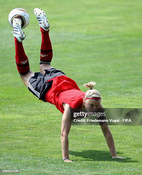 Alexandra Popp of Germany works out during the training at the FIFA U-20 Women's World Cup stadium on July 12, 2010 in Bochum, Germany.