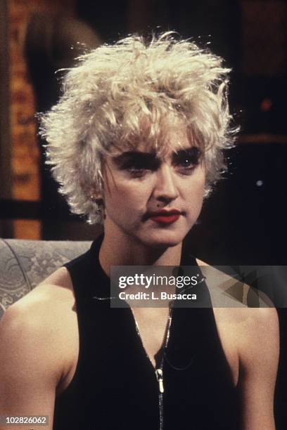 American musician Madonna performs in concert, New York, New York, circa 1989.