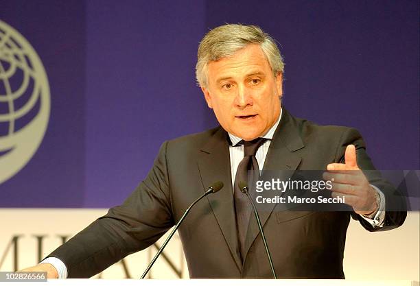 Vice President of European Commission Antonio Tajani at the opening session of the Med Forum 2010 on July 12, 2010 in Milan, Italy. The Milano Med...