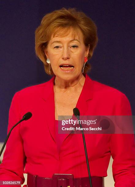 Mayor of Milan Letizia Moratti at the opening session of the Med Forum 2010 on July 12, 2010 in Milan, Italy. The Milano Med Forum is an economic and...