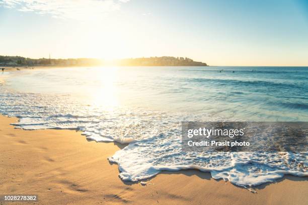 beautiful sunrise seascape in bondi beach at sydney, australia. - strand bondi beach stock-fotos und bilder