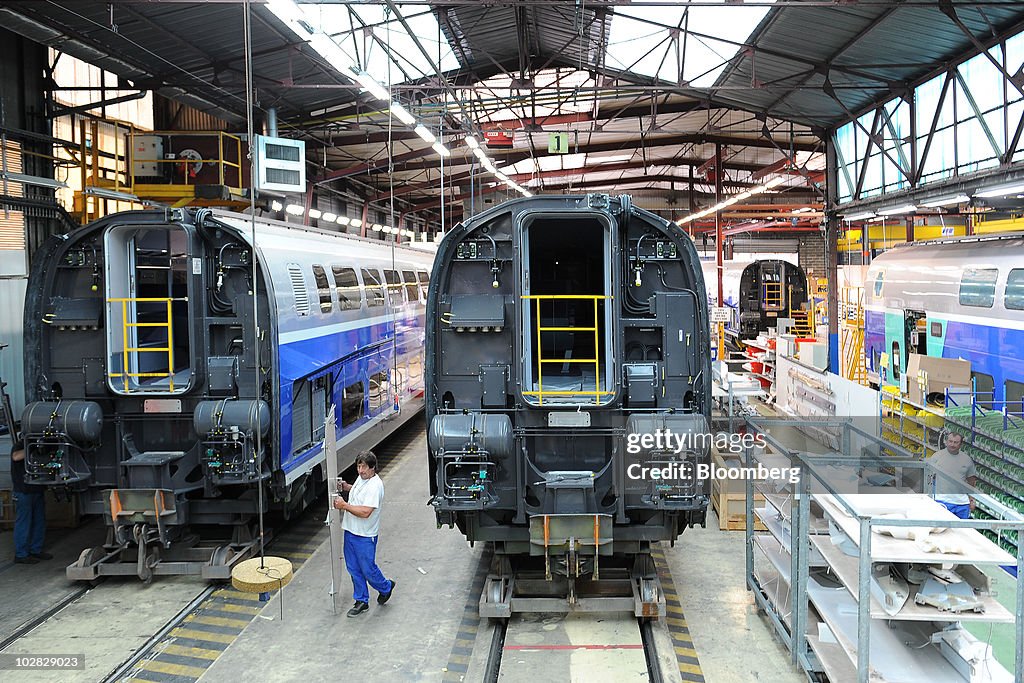 Train Inide Factory Workers assemble TGV Duplex trains at the Alstom SA factory in Aytre ...