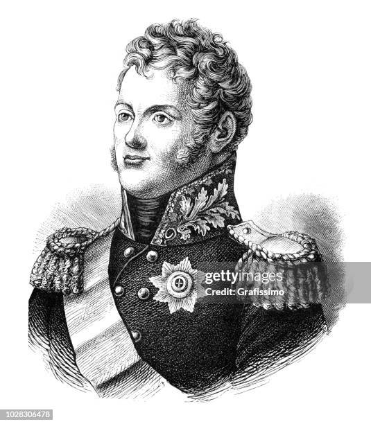 alexander ich kaiser von russland porträt illustration - alexander i of russia stock-grafiken, -clipart, -cartoons und -symbole