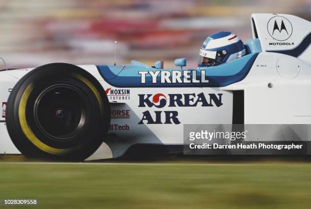 Mika Salo of Finland drives the Tyrrell 024 Yamaha V10 during the Formula One German Grand Prix on 28 July 1996 at the Hockenheimring, Hockenheim,...