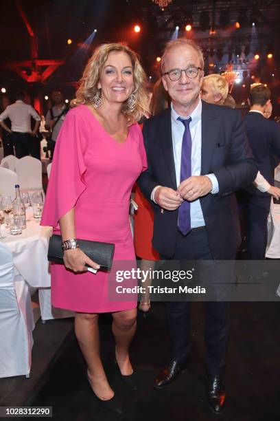 Bettina Tietjen and Hubertus Meyer-Burckhardt during the Deutscher Radiopreis at Schuppen 52 on September 6, 2018 in Hamburg, Germany.