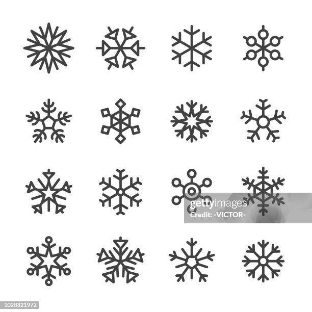 ilustrações de stock, clip art, desenhos animados e ícones de snowflake icons - line series - black and white christmas