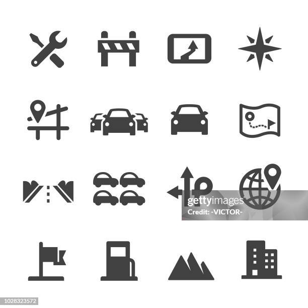 road trip icons - acme series - traffic jam stock illustrations