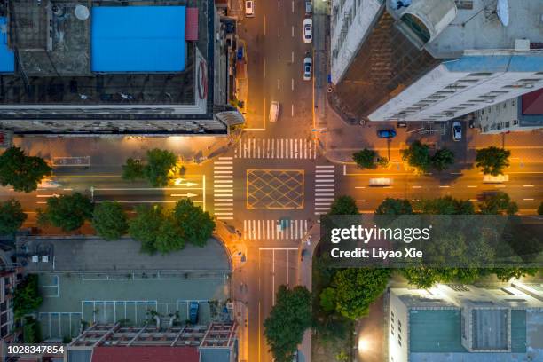aerial view of residential building - urban road top view stock pictures, royalty-free photos & images