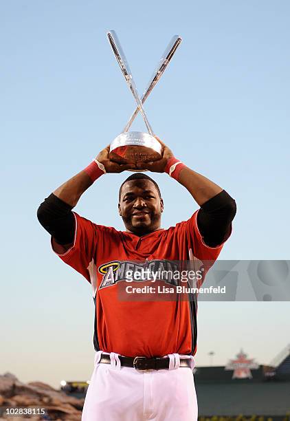 American League All-Star David Ortiz of the Boston Red Sox winner of the 2010 State Farm Home Run Derby during All-Star Weekend at Angel Stadium of...