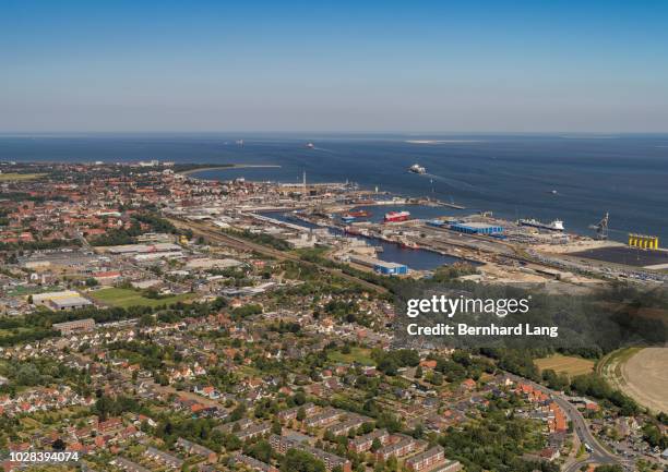 city of cuxhaven, aerial view - cuxhaven stock-fotos und bilder