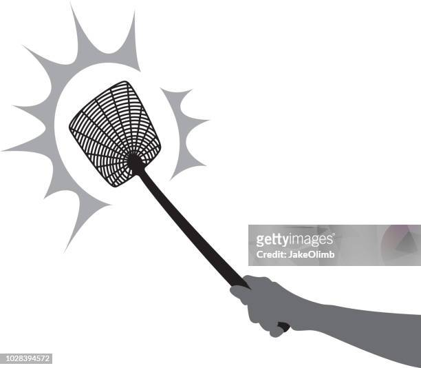 fly swatter smack silhouette - slapping stock illustrations