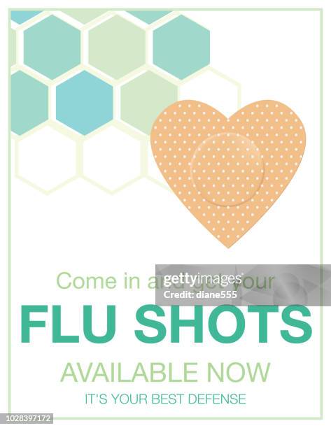 bildbanksillustrationer, clip art samt tecknat material och ikoner med flu shot klinik affisch - injicera