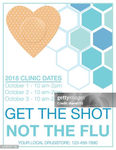 flu shot clinic poster - flu virus stock illustrations