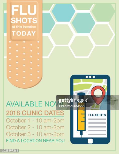 flu shot clinic poster - flu vaccine stock illustrations