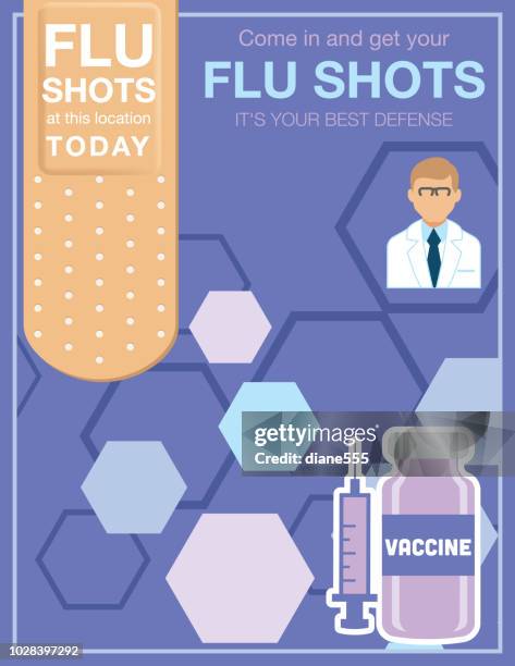 flu shot clinic poster - fall prevention stock illustrations