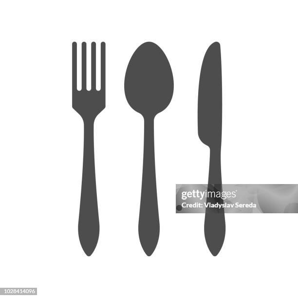 fork, spoon and knife icon - fork stock illustrations