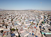 Aerial view above Khayelitsha township near Cape Town