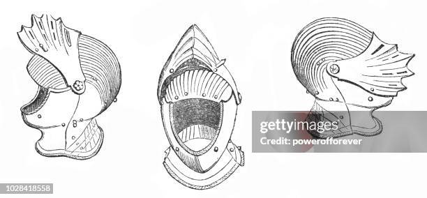 deutsch maximilian stil enger helm aus dem 16. jahrhundert - traditional helmet stock-grafiken, -clipart, -cartoons und -symbole