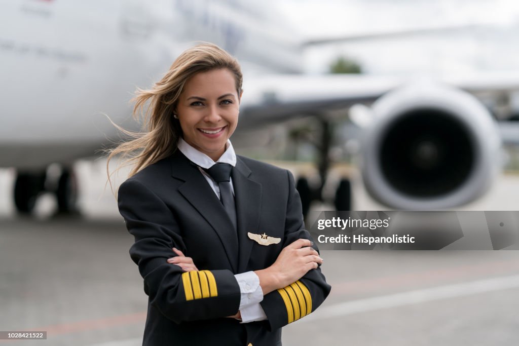Portrait of a beautiful female pilot