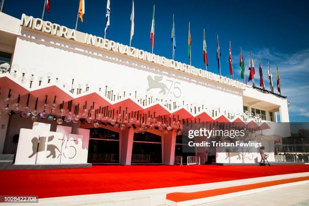 The Golden Lion and 75 is displayed at the red carpet of Sala Grande of Palazzo del Cinema as Jaeger-LeCoultre sponsers the 75th Venice Film Festival...