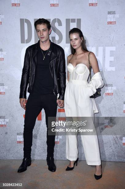 Francisco Lachowski and Jessiann Gravel Beland attend the Diesel Fragrance 'Only the Brave Street' Launch Party at Palais De Tokyo on September 6,...