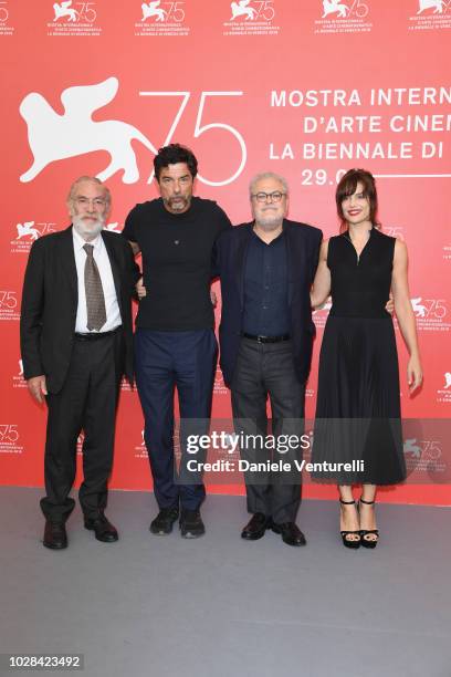 Renato Carpentieri,Alessandro Gassmann,Roberto Ando and Micaela Ramazzotti attend "Una Storia Senza Nome" photocall during the 75th Venice Film...