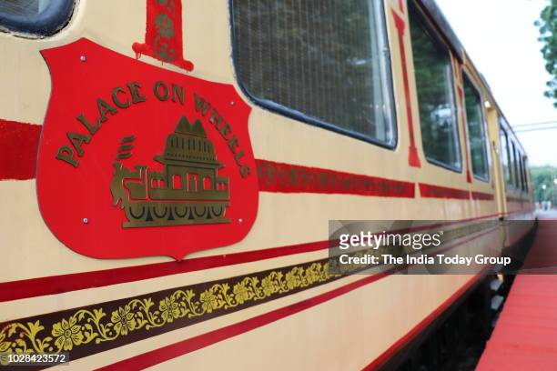 View of train Palace on Wheels in New Delhi.