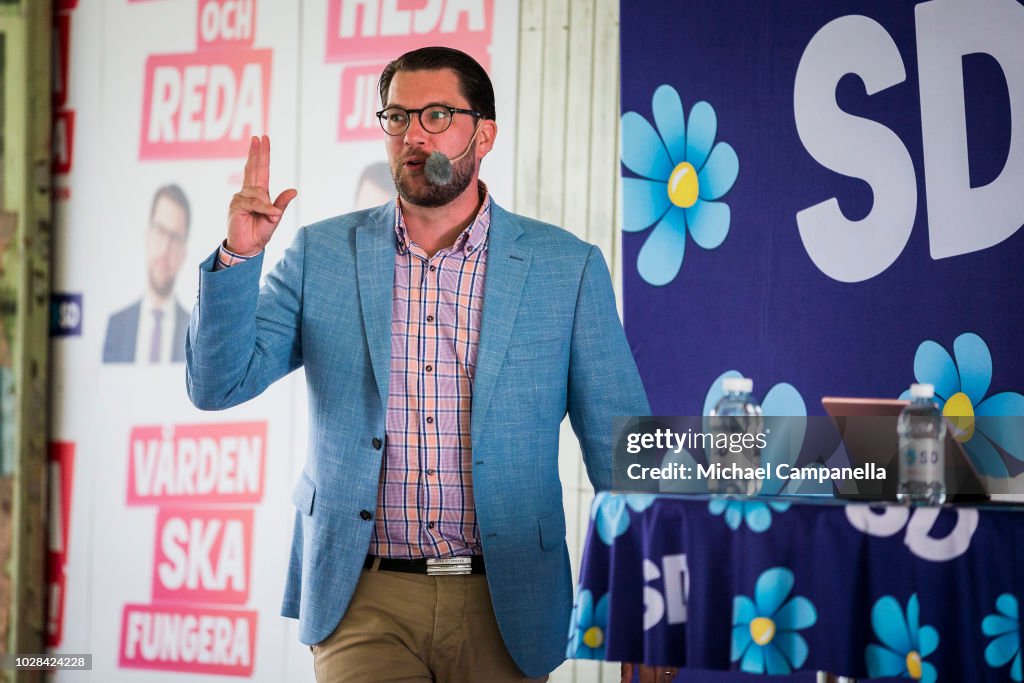 The Right Wing Sweden Democrats Party Hold A Campaign Rally Ahead Of The General Election