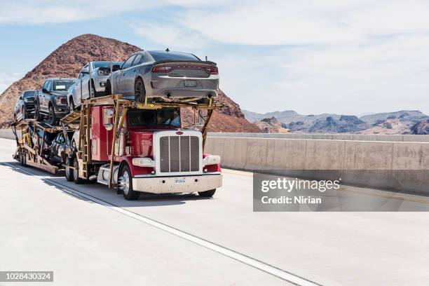 car transporter - truck side view stock pictures, royalty-free photos & images