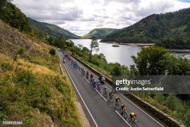 Primoz Roglic of Slovenia and Team LottoNL-Jumbo Green Leader Jersey / Bob Jungels of Luxembourg and Team Quick-Step Floors / Thirlmere Lake /...