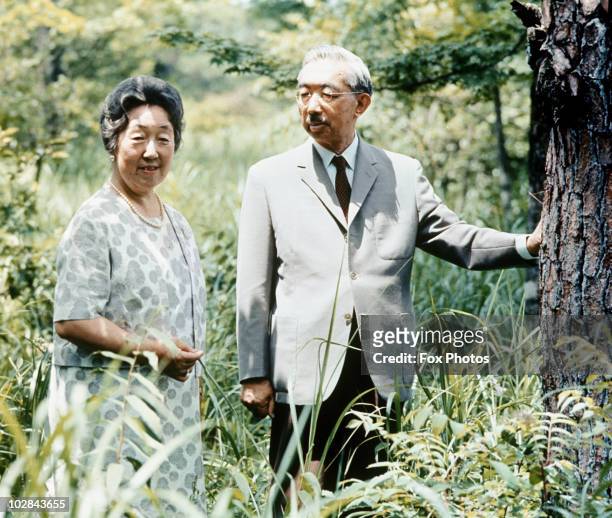 Emperor Hirohito of Japan and Empress Consort Nagako at the Imperial Villa in Tokyo, Japan, 1971.