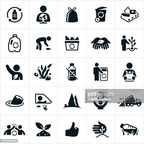 ilustraciones, imágenes clip art, dibujos animados e iconos de stock de reciclar los iconos - recycling symbol