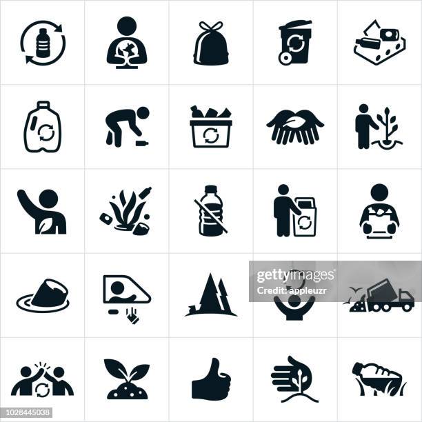 stockillustraties, clipart, cartoons en iconen met recyclen van pictogrammen - vuilniszak