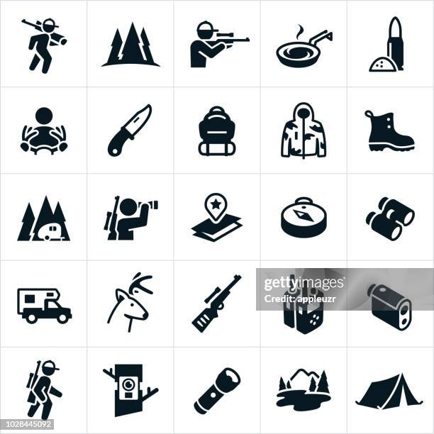 stockillustraties, clipart, cartoons en iconen met de pictogrammen van de jacht - hunting sport