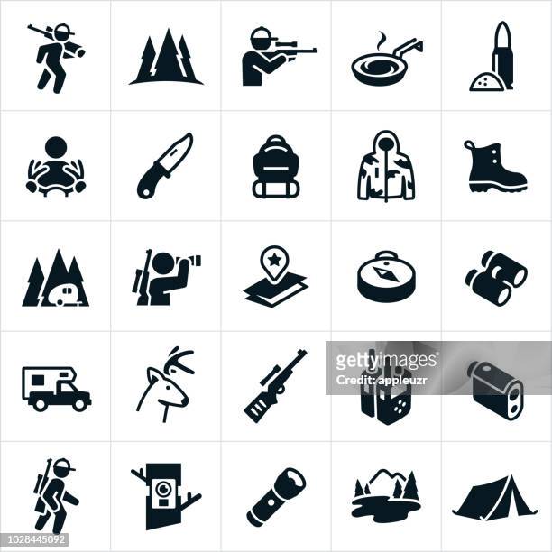 hunting icons - flashlight stock illustrations