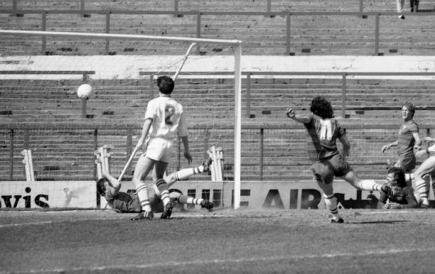 Chelsea 5 v Leeds United 0. Action of Chelsea FC player Mickey Thomas.