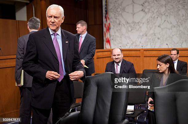Senator Orrin Hatch, a Republican from Utah, arrives to a Senate Judiciary Committee business meeting in Washington, D.C., U.S., on Tuesday, July 13,...