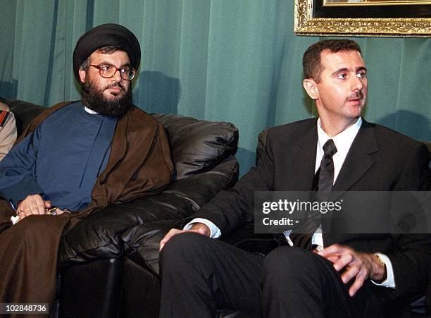The leader of the Lebanese Shiite Muslim guerrilla group Hezbollah, Sheikh Hassan Nasrallah , visits Syrian heir apparent Bashar al-Assad 15 June...