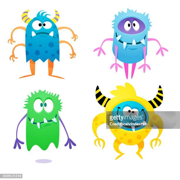 ilustrações, clipart, desenhos animados e ícones de monstros peculiares bonitos - monster