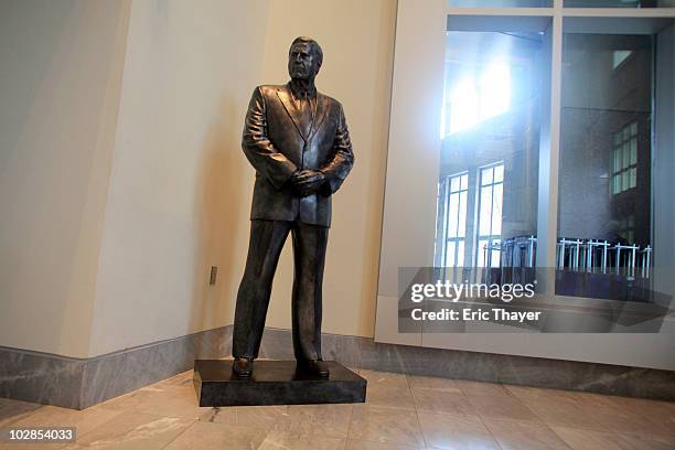 Statue of George Steinbrenner stands July 13, 2010 at Yankee Stadium in the Bronx borough of New York City. Steinbrenner, long time owner of the New...